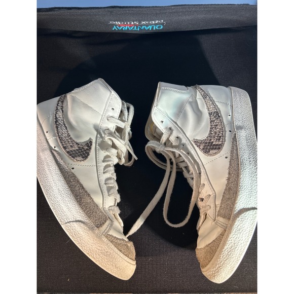 Nike Blazer Mid '77 Vintage White Snakeskin Sneakers Classic High Top Shoes - Picture 3 of 5